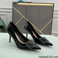 Valentino VLOGO SIGNATURE Patent Leather Pump with 8cm Heel Black 2022