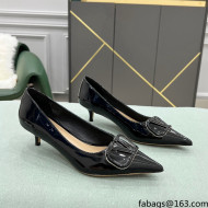 Valentino VLOGO SIGNATURE Patent Leather Pump with 4cm Heel Black 2022