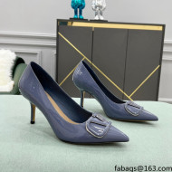 Valentino VLOGO SIGNATURE Patent Leather Pump with 8cm Heel Blue 2022