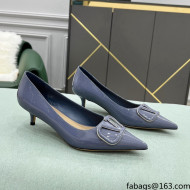 Valentino VLOGO SIGNATURE Patent Leather Pump with 4cm Heel Blue 2022