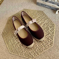 Dior J'Adior Espadrilles in Burgundy Cotton Ribbon with Bow 2021