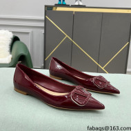 Valentino VLOGO SIGNATURE Patent Leather Flat Ballerina Burgundy 2022