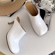 Bottega Veneta Calfskin Square Toe High-Heel Mules White 2019