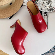 Bottega Veneta Calfskin Square Toe High-Heel Mules Red 2019