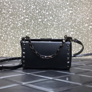 Valentino Rockstud Alcove Grainy Calfskin Clutch Mini Bag All Black 2021 0599