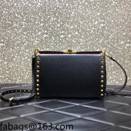 Valentino Rockstud Alcove Grainy Calfskin Crossbody Bag Black/Gold 2021 0061