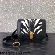 Valentino Vlogo Zebra-Fur Accordion Shoulder Bag 0039 Black/White 2021