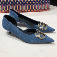 Balenciaga BB Denim Low-Heel Pumps Blue 2019