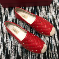 Valentino Rockstuds Lambskin Espadrilles Red 2019