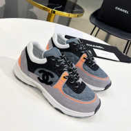 Chanel Suede & Mesh Sneakers G38299 Gray/Orange 2021 111725