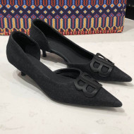 Balenciaga BB Denim Low-Heel Pumps All Black 2019