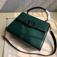 Valentino Large VSLING Grainy Calfskin Top Handle Bag 0530 Green 2019