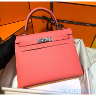 Hermes Kelly 25/28/32cm Bag in Original Epsom Leather Rouge/Silver Hardware 2020  (Half-Handmand) 