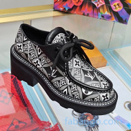 Louis Vuitton LV Beaubourg Platform Derby Lace-up Loafers in 1854 Monogram Canvas Black 2020