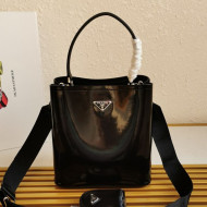 Prada Panier Brushed Leather Bucket Bag 1BA319 Black 2021