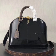 Louis Vuitton Alma PM Patent Lether Top Handle Bag M54395 Black 2019