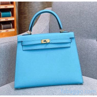 Hermes Kelly 25/28/32cm Bag in Original Epsom Leather North Blue/Gold Hardware 2020  (Half-Handmand) 