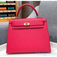 Hermes Kelly 25/28/32cm Bag in Original Epsom Leather Hot Pink/Gold Hardware 2020  (Half-Handmand) 