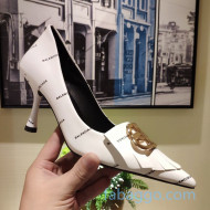 Balenciaga Allover Logo Pumps with Double B White 2020