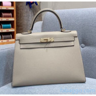 Hermes Kelly 25/28/32cm Bag in Original Epsom Leather Light Grey/Gold Hardware 2020  (Half-Handmand) 