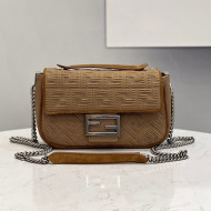 Fendi Baguette Medium Bag in Beige Texture FF Fabric 2021 8529