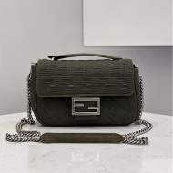 Fendi Baguette Medium Bag in Green Texture FF Fabric 2021 8529