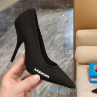 Balenciaga Knife Knit Sock Mid-Heel Pumps with Logo Print Black 2020  