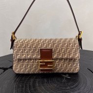 Fendi Baguette Medium Bag in Beige FF Suede 2021 8530