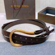 Bottega Veneta Leather Corset Belt 50mm with Saddle Buckle Coffee 2019