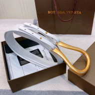 Bottega Veneta Leather Corset Belt 50mm with Saddle Buckle White 2019