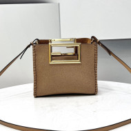 Fendi Way Flannel Small Tote Bag Beige 2021 8506S