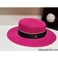 Chanel Straw Wide Brim Hat CHH31413 Rosy 2022