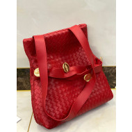 Bottega Veneta The Fold Crossbody Bag with Metal Medallions Red 2020