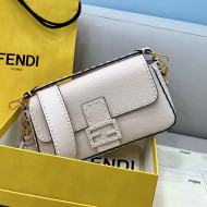 Fendi Mon Tresor Mini Bucket Bag in Metal Stitching Leather White 2021