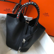 Hermes Picotin Lock Bag with Woven Top Handle in Epsom Leather 22cm Black 2019