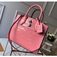 Louis Vuitton City Steamer PM Top Handle Bag in Glossy Crocodile Leather Pink N94263