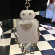 Prada Nylon Robot Keychain Trick Charm 1TR098 White 2021