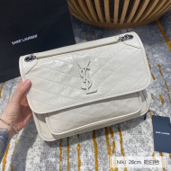 Saint Laurent Niki Medium Bag in Crinkled Vintage Leather 633158 Cream White 2021