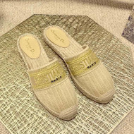 Dior Granville Espadrille Mules in Metallic Thread Embroidered Cotton Beige 2021