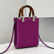 Fendi Mini Sunshine Shopper Tote Bag in Purple Texture FF Fabric 2021 8527