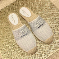 Dior Granville Espadrille Mules in Metallic Thread Embroidered Cotton White 2021