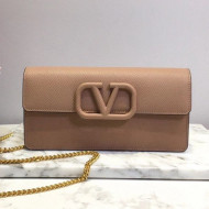 Valentino VLogo Signature Grainy Calfskin Wallet with Chain Beige 2021