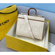 Fendi Sunshine Canvas Medium Shopper Bag White 2021 8266