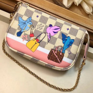 Louis Vuitton Birds Print Damier Azur Canvas Mini Pochette Bag 