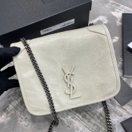 Saint Laurent Niki Chain Wallet WOC in Waxed Crinkled Vintage Leather 583103 White 2021 TOP