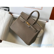 Hermes Birkin Bag 25cm in Epsom Calfskin Elephant Grey/Gold (Half Handmade) 2021