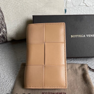 Bottega Veneta Intreccio Leather Bi-Fold Card Case Wallet 30302 Almond Beige 2021