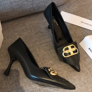 Balenciaga Fringe Knife Calfskin High-Heel Pumps Black 2019