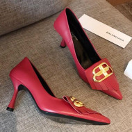 Balenciaga Fringe Knife Calfskin High-Heel Pumps Red 2019