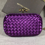 Bottega Veneta Small Silk Woven Knot Clutch with Snakeskin Trim Purple